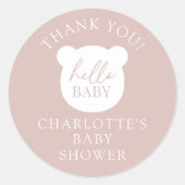 Hallo Baby Beer Dank u Ronde Sticker (Voorkant)