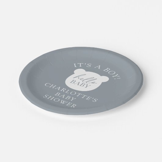 Hallo Baby Beer Het is een jongen Papieren Bordje (Gekanteld)