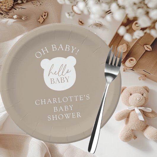 Hallo Baby Beer Het is een jongen Papieren Bordje