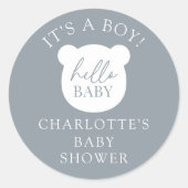Hallo Baby Beer Het is een jongen Ronde Sticker (Voorkant)