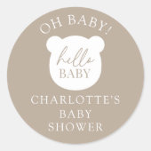 Hallo Baby Beer Het is een jongen Ronde Sticker (Voorkant)