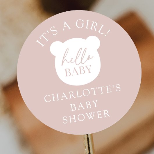 Hallo Baby Beer Het is een jongen Ronde Sticker