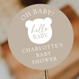 Hallo Baby Beer Het is een jongen Ronde Sticker