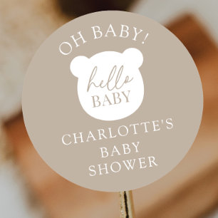 Hallo Baby Beer Het is een jongen Ronde Sticker