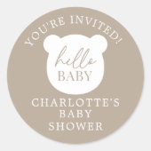 Hallo Baby Beer U bent uitgenodigd Ronde Sticker (Voorkant)