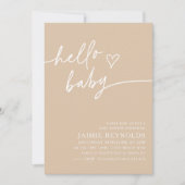 hallo Baby Beige Baby shower Kaart (Voorkant)