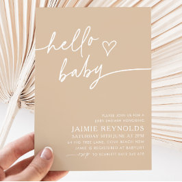 hallo Baby Beige Baby shower Kaart