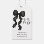 Hallo Baby Black Bow Baby shower Modern Cadeaulabel (Voorkant)