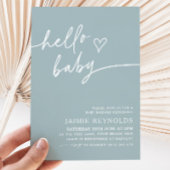 Hallo Baby Blauw Baby shower Uitnodiging