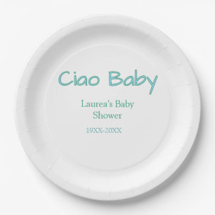 hallo baby blauw groen pastel baby shower naam dat papieren bordje