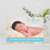 Hallo baby blauwe geboorteaankondiging aankondiging (Staand voorkant)