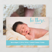 Hallo baby blauwe geboorteaankondiging aankondiging (Voorkant / Achterkant)