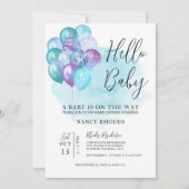hallo Baby Blauwgroen Paars Baby shower Kaart (Voorkant)