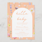 Hallo Baby Bloemen Baby shower Uitnodiging (Voorkant / Achterkant)