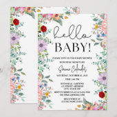 Hallo Baby Bloemenuitnodiging Baby shower Kaart (Voorkant / Achterkant)