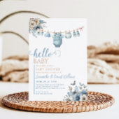 Hallo Baby Blue Flower Butterfly Baby shower Kaart