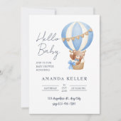 Hallo Baby Blue Hete Luchtballon Baby shower Kaart (Voorkant)
