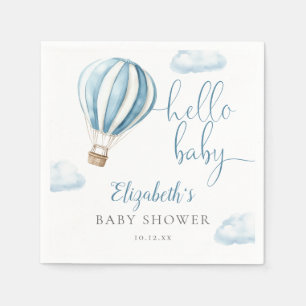 Hallo Baby Blue Hete Luchtballon Baby shower Servet