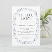 hallo Baby Blue Wildflower Botanisch Baby shower Kaart (Staand voorkant)