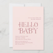 Hallo Baby Blush Pink Modern Baby shower Kaart (Voorkant)