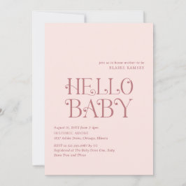 Hallo Baby Blush Pink Modern Baby shower Kaart
