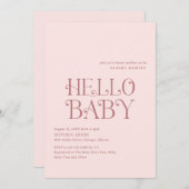 Hallo Baby Blush Pink Modern Baby shower Kaart (Voorkant / Achterkant)