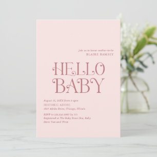 Hallo Baby Blush Pink Modern Baby shower Kaart