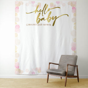 Hallo Baby Boho Baby Meisje Douche Achtergrond Wandkleed