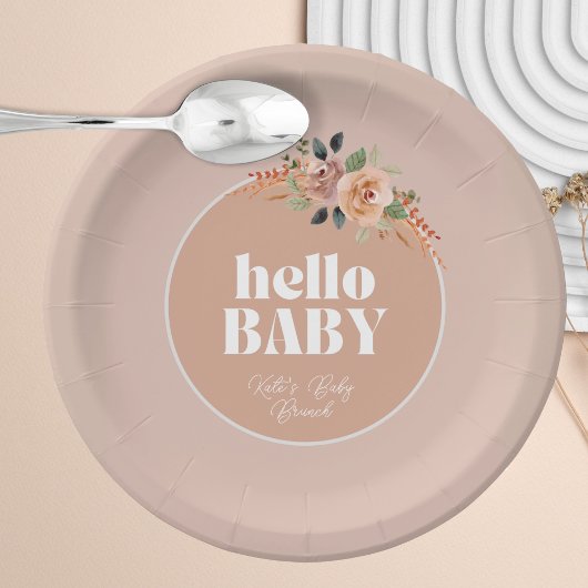 Hallo Baby, Boho Baby shower Papieren Bordje