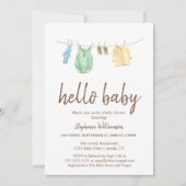hallo Baby Boho Clothes Line Baby shower Invita Kaart (Voorkant)