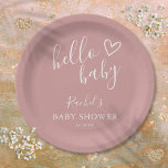 Hallo Baby Boho Dusty Roos Meisje Baby shower Papieren Bordje<br><div class="desc">Een modern minimalistisch baby showers papieren bord met een schattig handgetekend hart en stijlvolle typografie op een stoffige rozen roze achtergrond. Ontworpen door Thisnotme©</div>