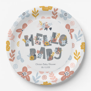 hallo Baby Boho Floral Baby shower Paper Borden Papieren Bordje
