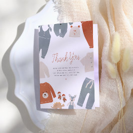 Hallo Baby Boho Kleding Jongen Baby shower Dank je Bedankkaart
