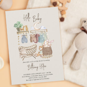Hallo Baby Boho Kraamfeest Neutrale Baby Shower Kaart