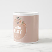 Hallo Baby, Boho Modern Baby shower Grote Koffiekop (Voorkant)
