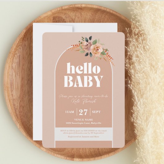 Hallo Baby, Boho Modern Baby shower Kaart