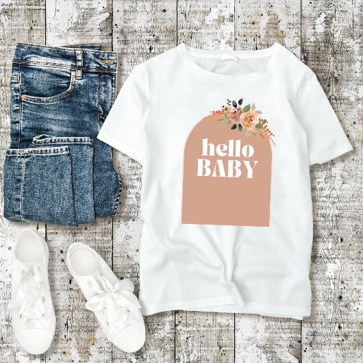 Hallo Baby, Boho Modern Baby shower moeder-to-be T-shirt
