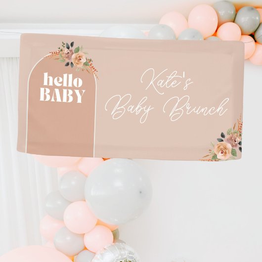 Hallo Baby, Boho Modern Baby shower Spandoek