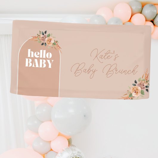 Hallo Baby, Boho Modern Baby shower Spandoek