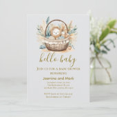 Hallo Baby Boho Neutrale Beer Mand Kaart (Staand voorkant)