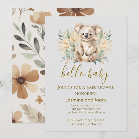 Hallo Baby Boho Neutrale Koala Beer Kaart (Voorkant / Achterkant)