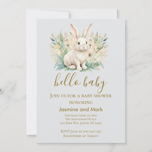 Hallo Baby Boho Neutrale Konijn  Kaart (Voorkant)