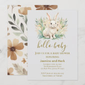 Hallo Baby Boho Neutrale Konijn  Kaart (Voorkant / Achterkant)