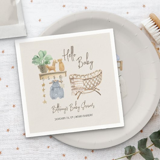 hallo Baby Boho Nursery Neutraal Baby shower Servet