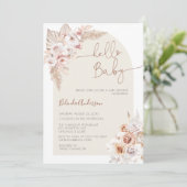 hallo Baby Boho Pampas Grass Baby shower Kaart (Staand voorkant)