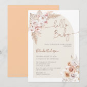 hallo Baby Boho Pampas Grass Baby shower Kaart (Voorkant / Achterkant)