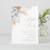 hallo Baby Boho Pampas Grass Boy Baby shower Kaart (Staand voorkant)