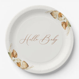 Hallo Baby Boho Pampas Grass Geslacht Neutraal Papieren Bordje