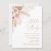 hallo Baby Boho Pampas Grass Girl Baby shower Kaart (Voorkant)