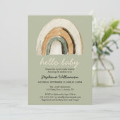 Hallo Baby Boho Regenboog Baby Shower Uitnodiging (Staand voorkant)